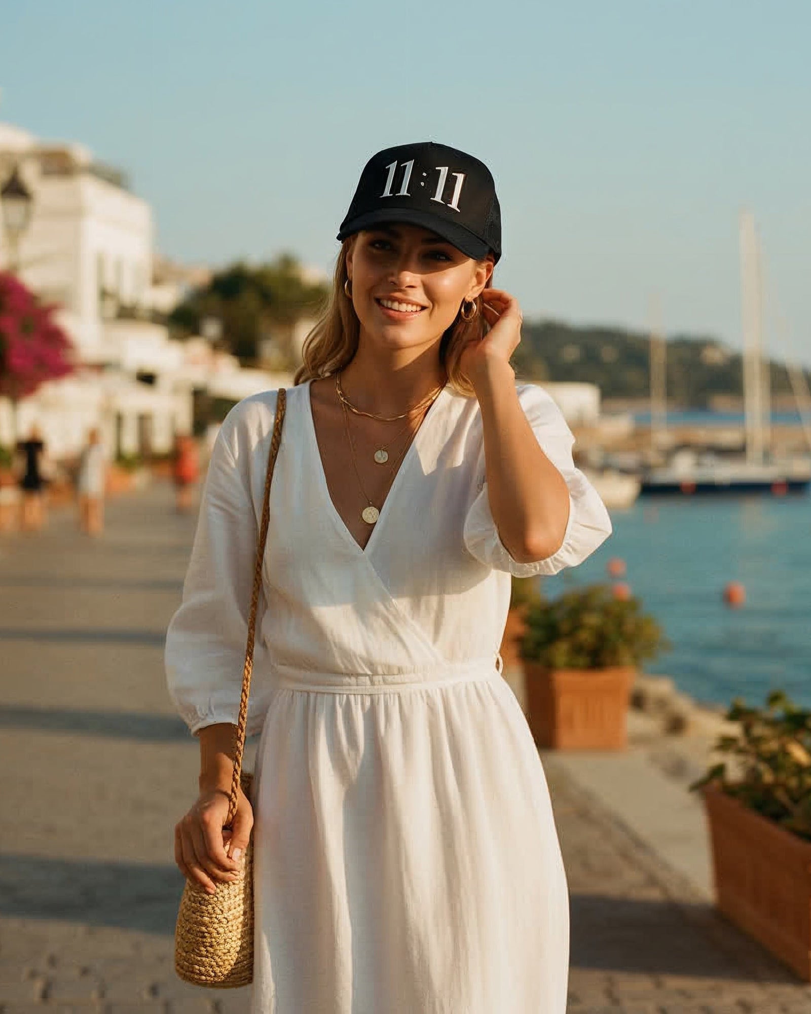 11:11 Manifestation Trucker Hat in Jet Setter Black