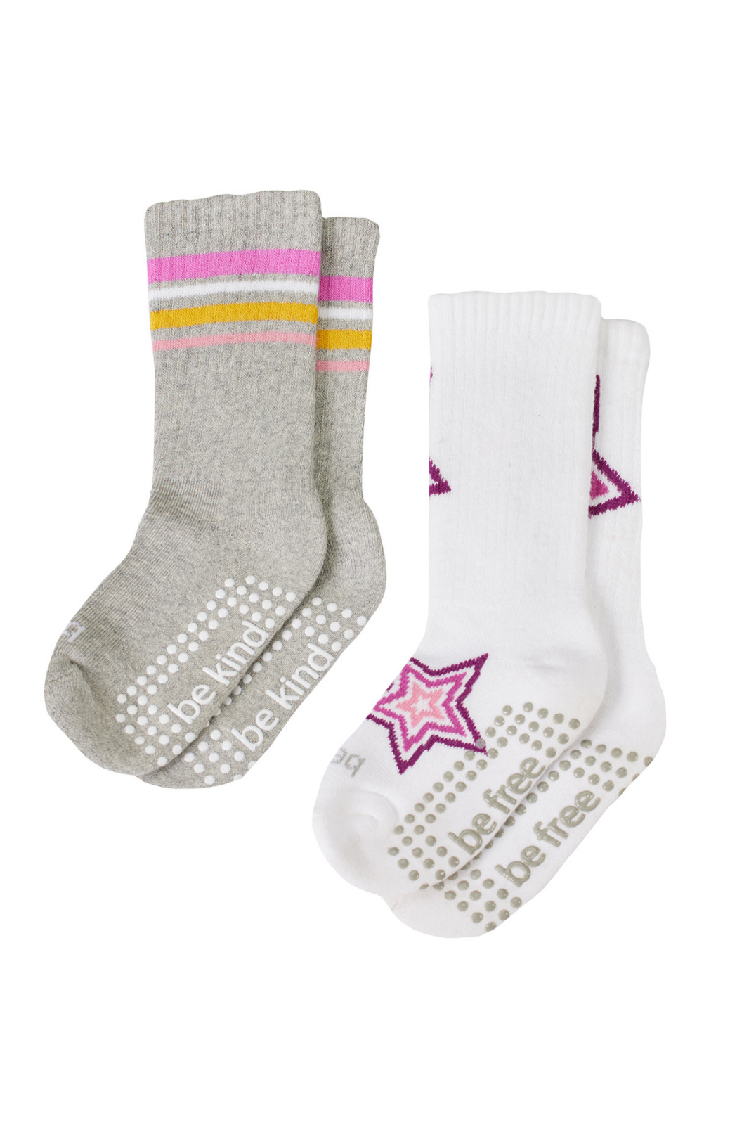 Girls 2 Pack Grip Crew Socks 2T-4T (Sadie)