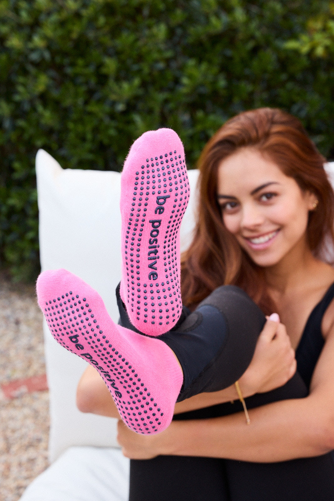 Be Positive Grip Socks (Pink Lemonade/Navy)