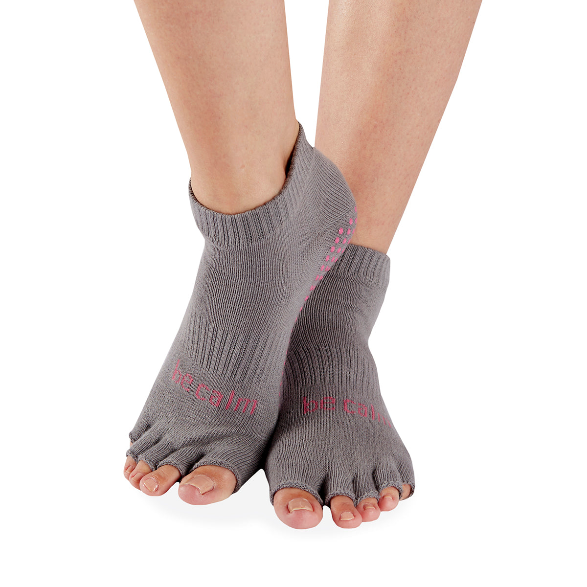 SALE Half Toe Be Calm Grip Socks (Dark Grey/Candy Pink)