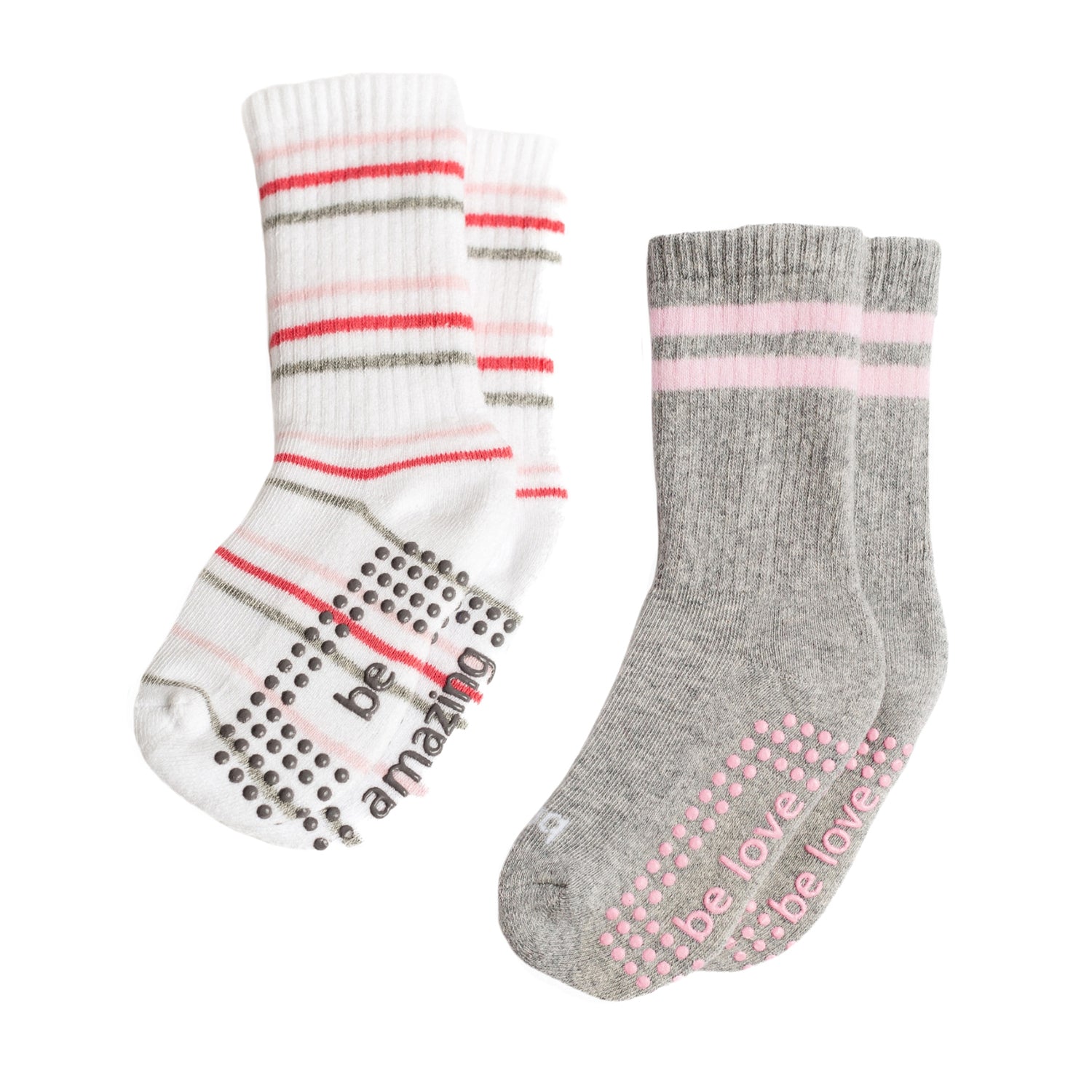 Girls 2 Pack Grip Crew Socks 2T-4T (Gia)