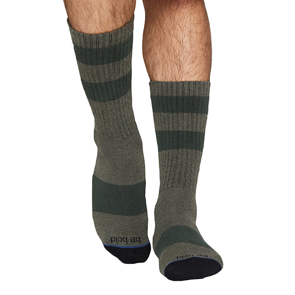 mens crew be bold grip socks forest, sticky be socks, best grip socks, best grippy socks, best yoga socks, best pilates socks
