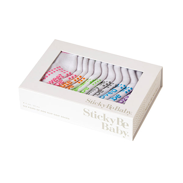 baby girl box 6 pack addison, sticky be socks, best grip socks, best grippy socks, best yoga socks, best pilates socks