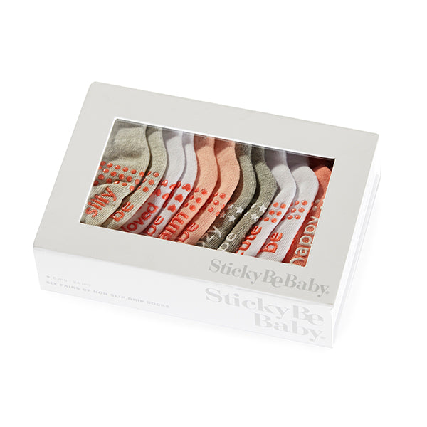 baby girl box 6 pack faye, sticky be socks, best grip socks, best grippy socks, best yoga socks, best pilates socks