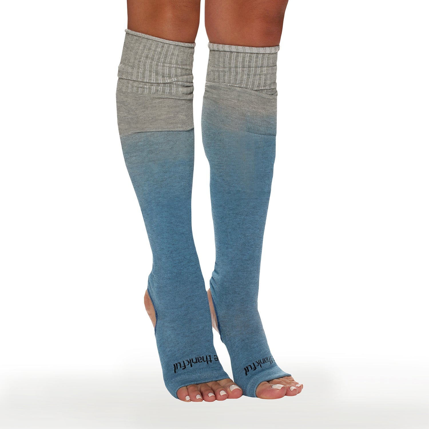 be thankful stirrup grip leg warmers turquoise, sticky be socks, best grip socks, best grippy socks, best yoga socks, best pilates socks