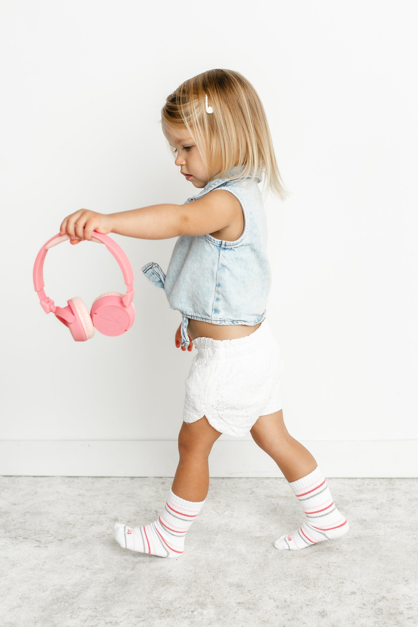 Girls 2 Pack Grip Crew Socks 2T-4T (Gia)