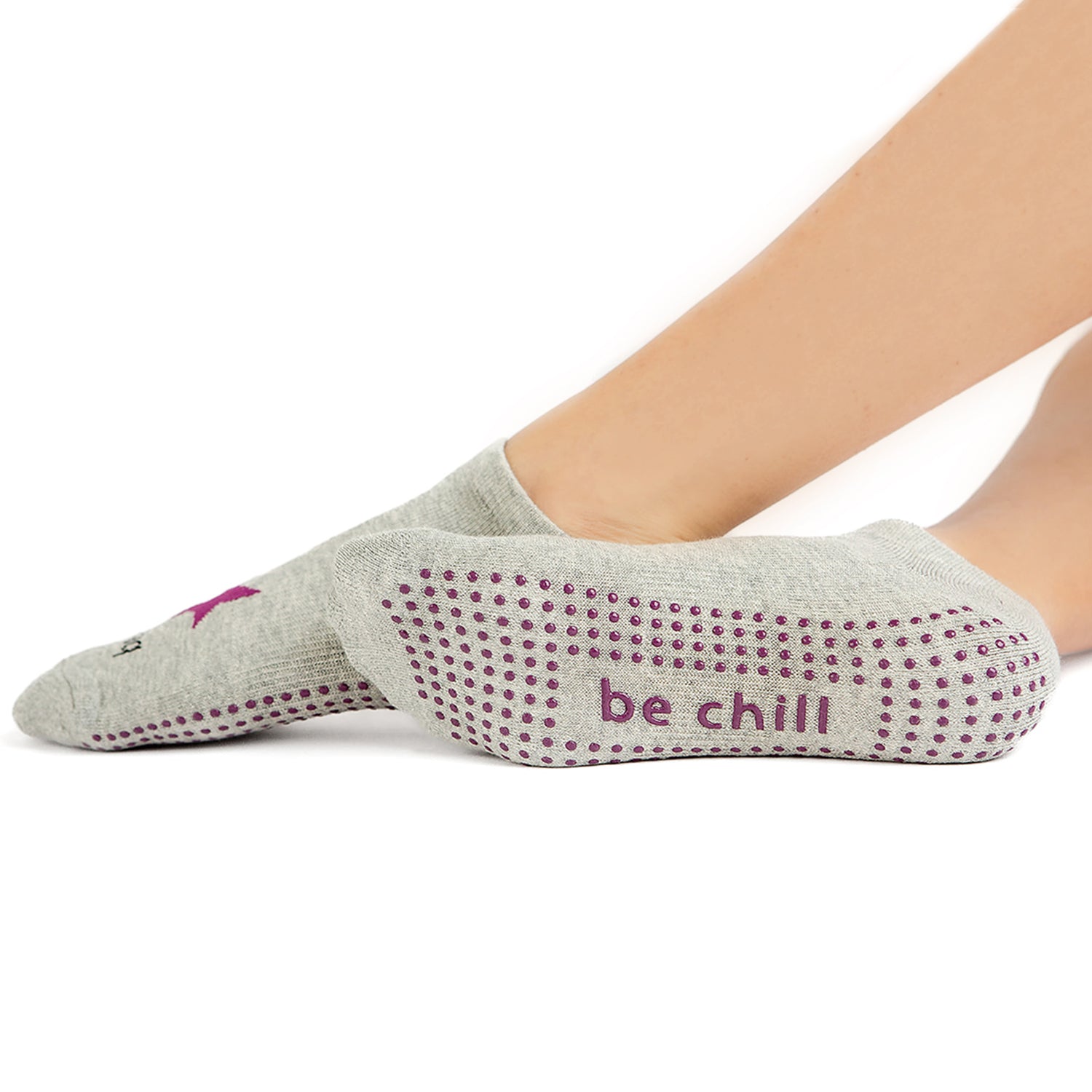 Be Chill Grip Socks (heather/berry star)