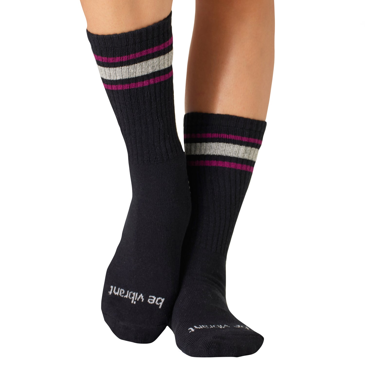 Crew Be Vibrant Grip Socks (Black/Acai)