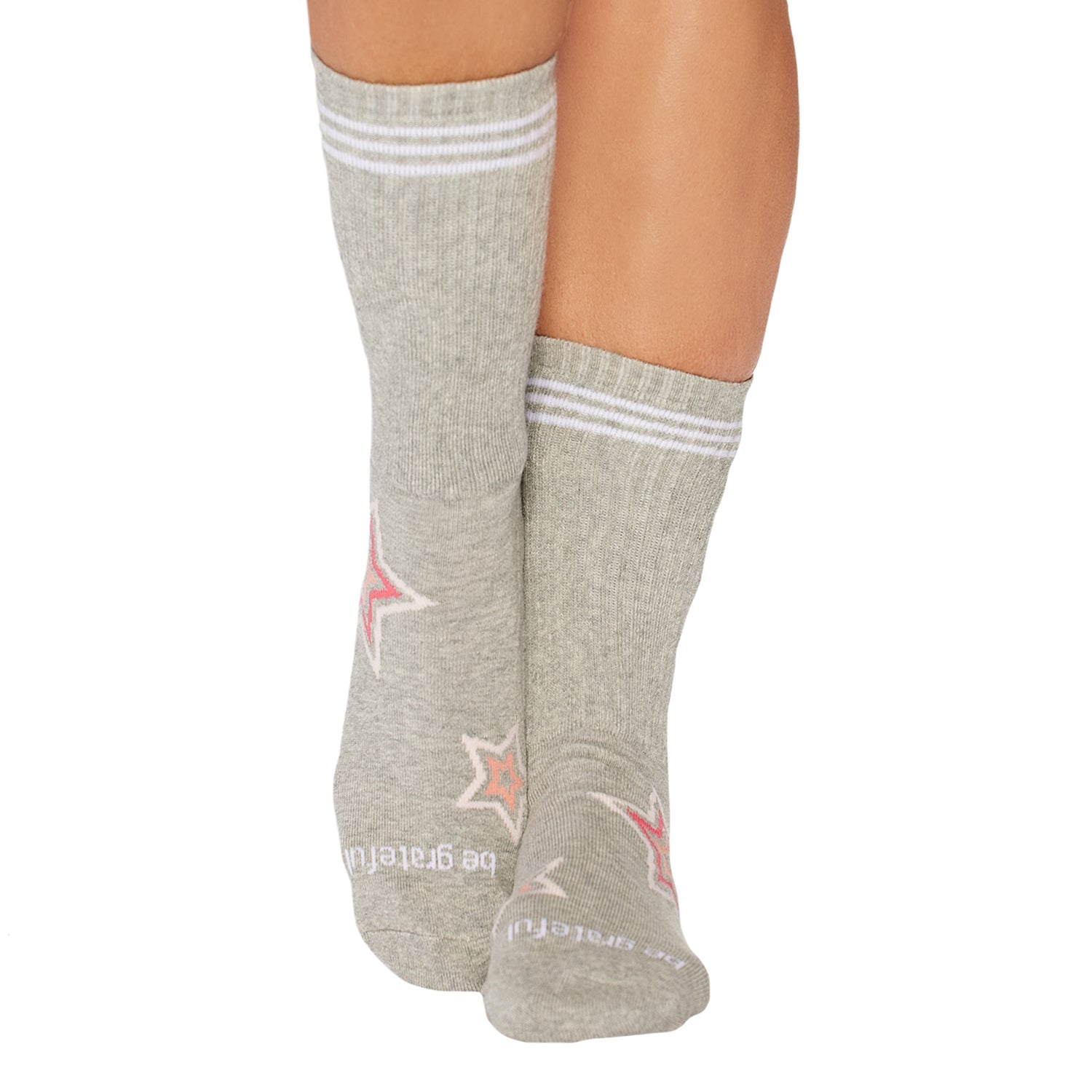 Crew Be Grateful Grip Socks (Grey/Starburst)