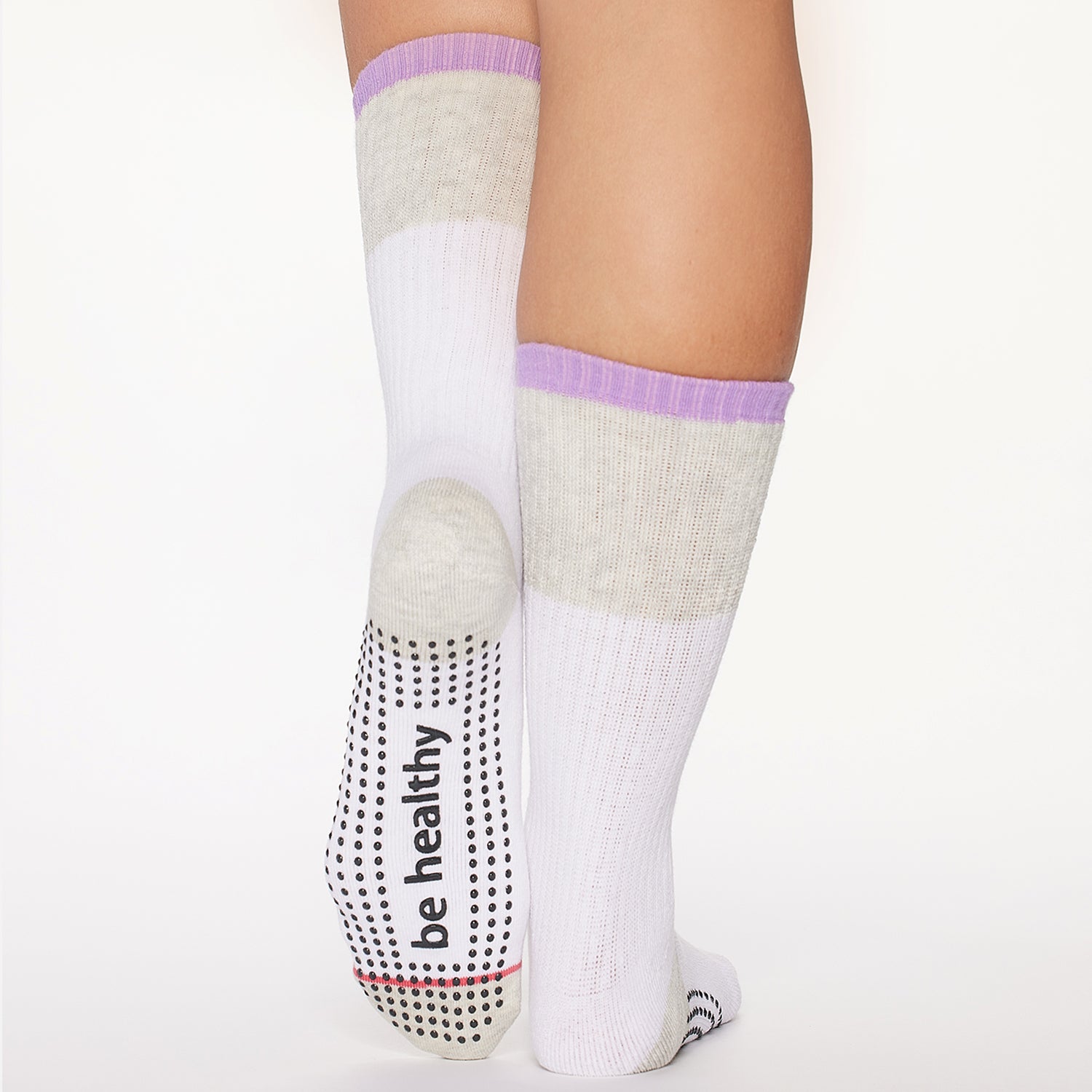 Crew Be Healthy Grip Socks (White/Lilac)