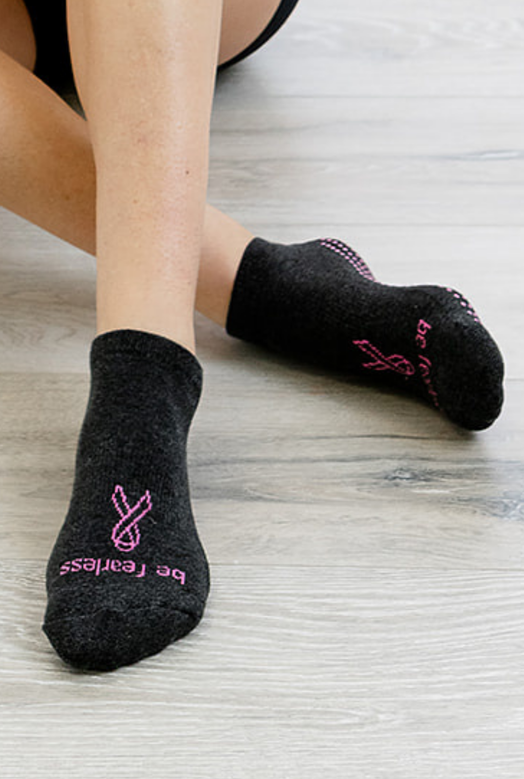 Be Brave & Fearless Breast Cancer Grip Socks