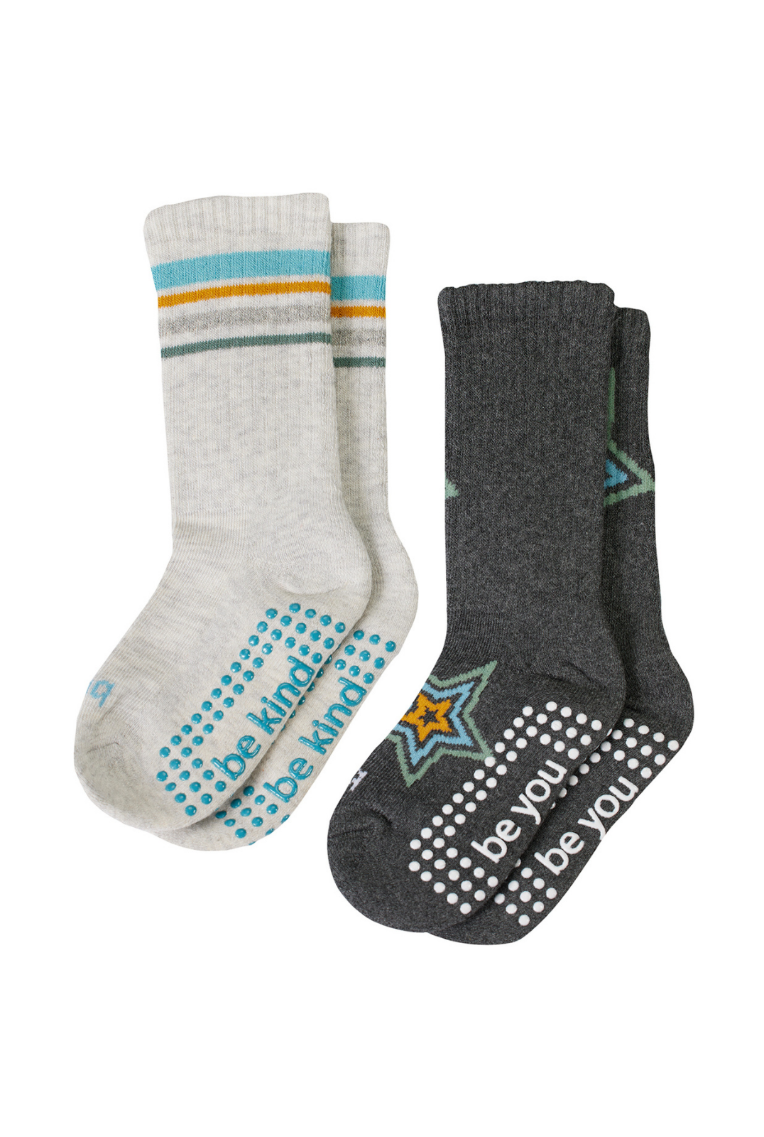 Boys 2 Pack Grip Crew Socks 2T-4T (Sam)