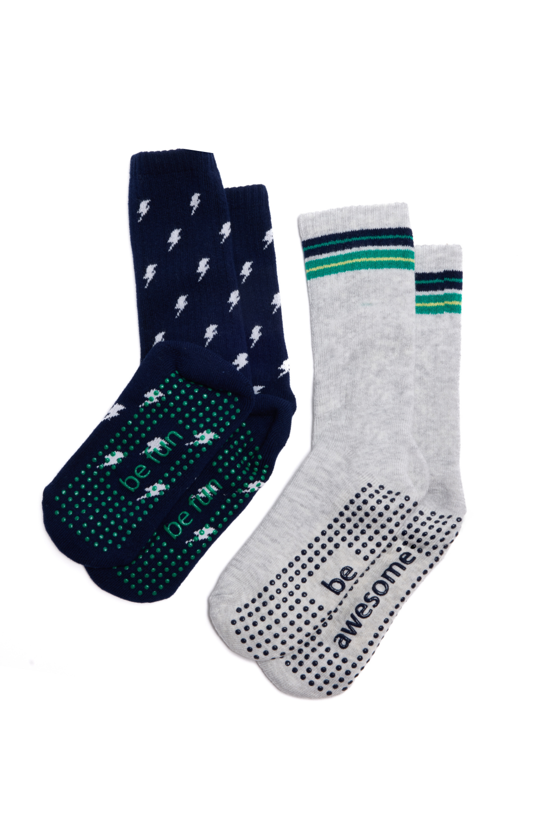 Boys 2 Pack Grip Crew Socks 4T-6T (Owen)
