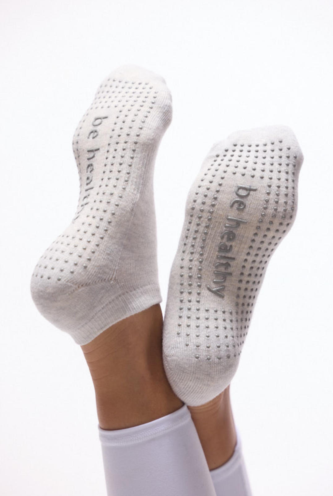 Be Healthy Grip Socks (Heather/Flamingo)