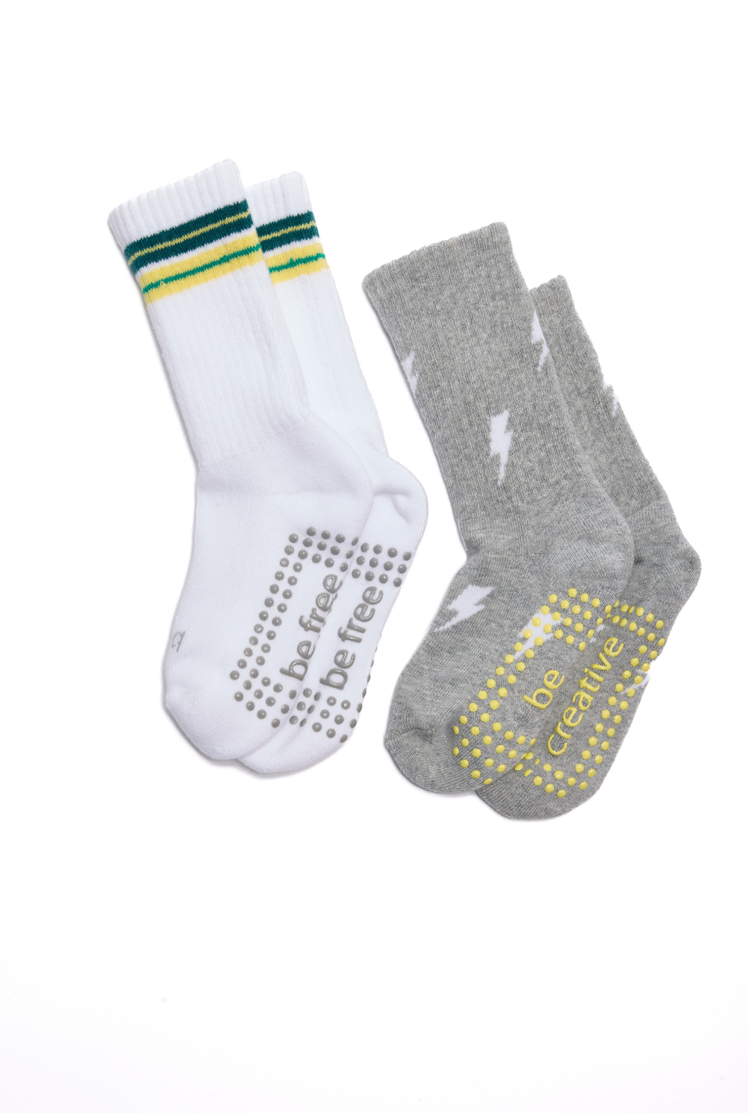 Boys 2 Pack Grip Crew Socks 2T-4T (Greyson)