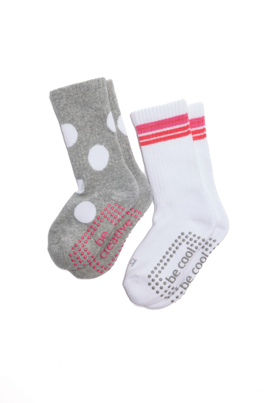 Girls 2 Pack Grip Crew Socks 2T-4T (Goldie)