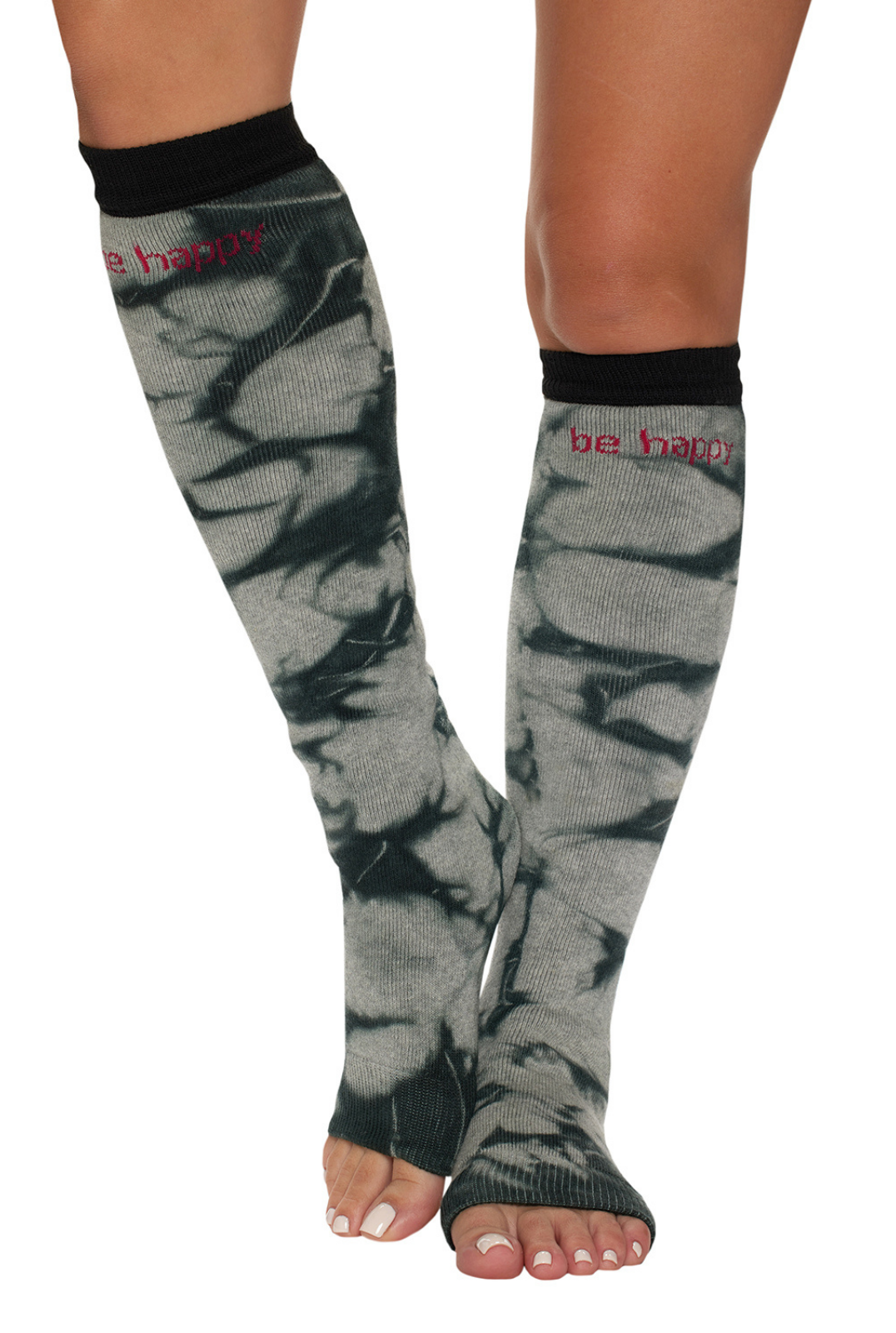 Be Happy Grip Leg Warmers (Black Tie Dye)