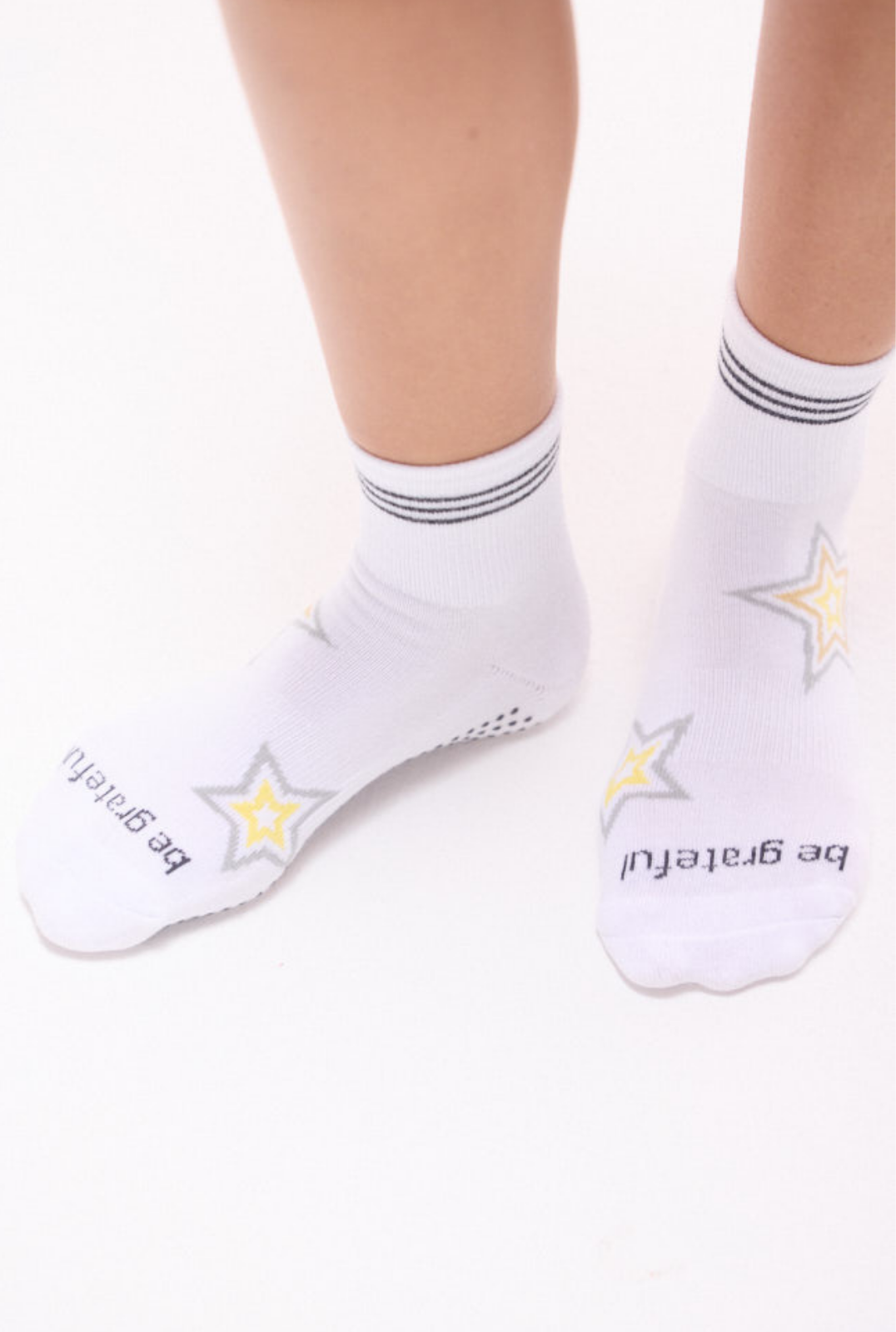 Short Crew Be Grateful Grip Socks (White/Starburst)