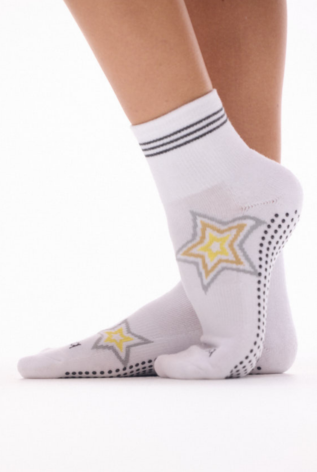 Short Crew Be Grateful Grip Socks (White/Starburst)