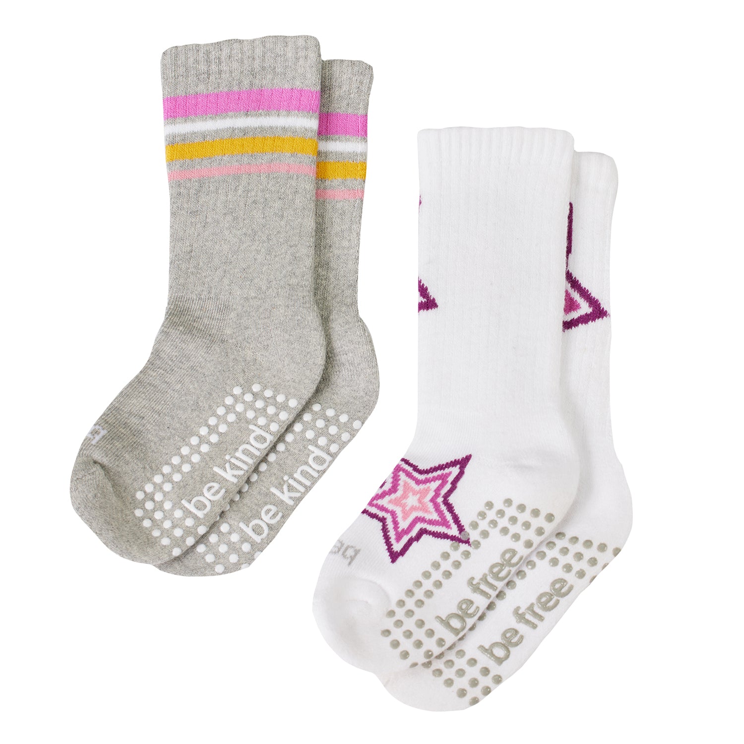 Girls 2 Pack Grip Crew Socks 2T-4T (Sadie)