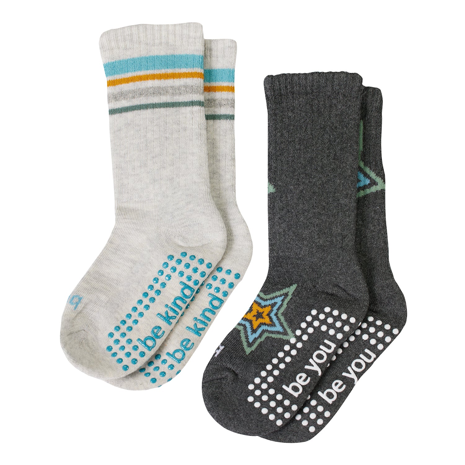 Boys 2 Pack Grip Crew Socks 2T-4T (Sam)