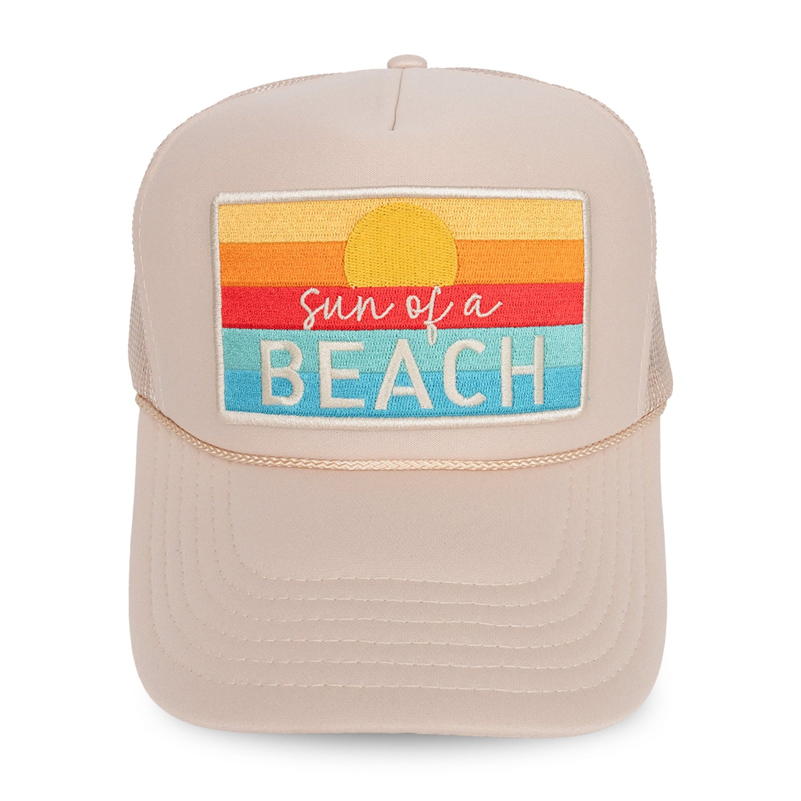 Sun of a Beach Foam Trucker Hat in Beach Club Beige