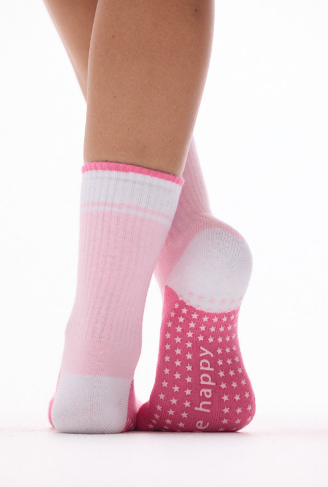 Crew Be Happy Grip Socks (Pink Lemonade)