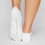 be focused grip socks white/grey, sticky be socks, best grip socks, best grippy socks, best yoga socks, best pilates socks