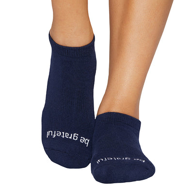 be grateful grip socks navy/white, sticky be socks, best grip socks, best grippy socks, best yoga socks, best pilates socks