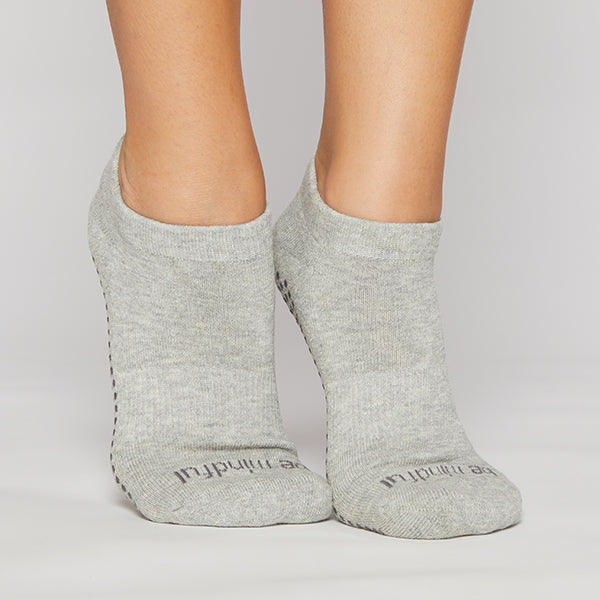be mindful grip socks heather/cool grey, sticky be socks, best grip socks, best grippy socks, best yoga socks, best pilates socks