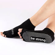 half toe be strong grip socks black/white, sticky be socks, best grip socks, best grippy socks, best yoga socks, best pilates socks