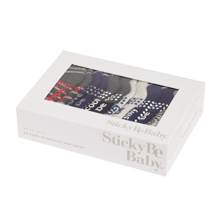 baby boy box 6 pack levi, sticky be socks, best grip socks, best grippy socks, best yoga socks, best pilates socks