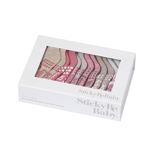 baby girl box 6 pack winnie, sticky be socks, best grip socks, best grippy socks, best yoga socks, best pilates socks