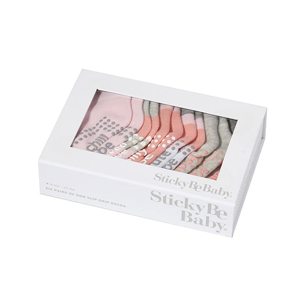 baby girl box 6 pack stella, sticky be socks, best grip socks, best grippy socks, best yoga socks, best pilates socks