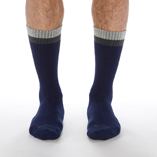 mens crew be chill grip socks navy/charcoal, sticky be socks, best grip socks, best grippy socks, best yoga socks, best pilates socks