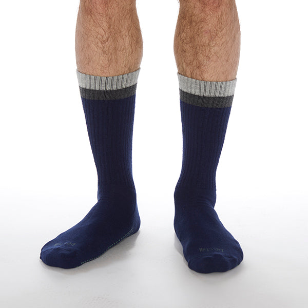 mens crew be chill grip socks navy/charcoal, sticky be socks, best grip socks, best grippy socks, best yoga socks, best pilates socks