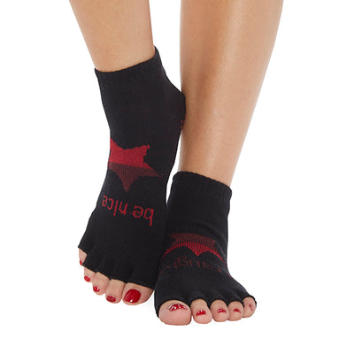 Half Toe Be Naughty/Be Nice Grip Socks (Black/Star)