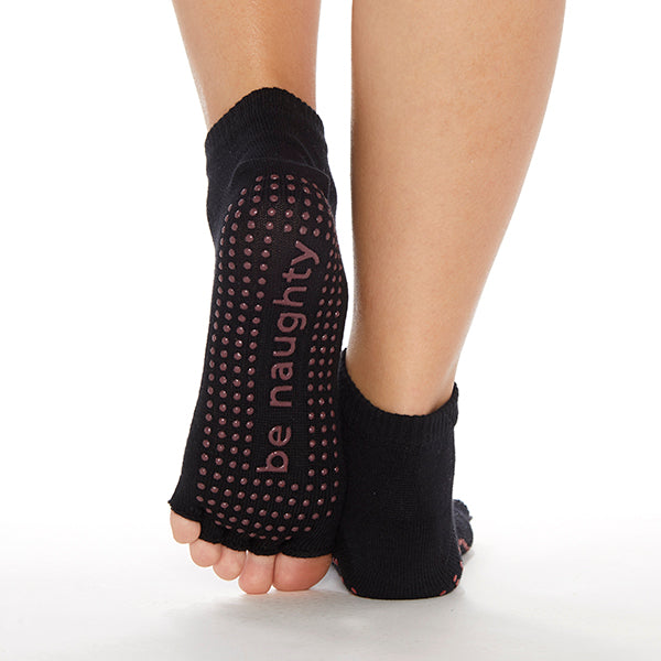 Half Toe Be Naughty/Be Nice Grip Socks (Black/Star)