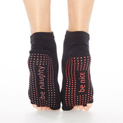Half Toe Be Naughty/Be Nice Grip Socks (Black/Star)
