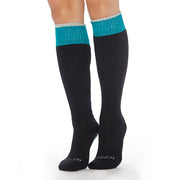 SALE Be Present Knee High Socks (Black/Teal)