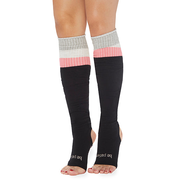 be patient stirrup grip leg warmers black/melon, sticky be socks, best grip socks, best grippy socks, best yoga socks, best pilates socks