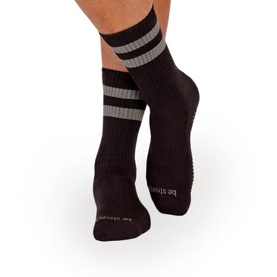 mens crew be strong grip socks black/slate, sticky be socks, best grip socks, best grippy socks, best yoga socks, best pilates socks