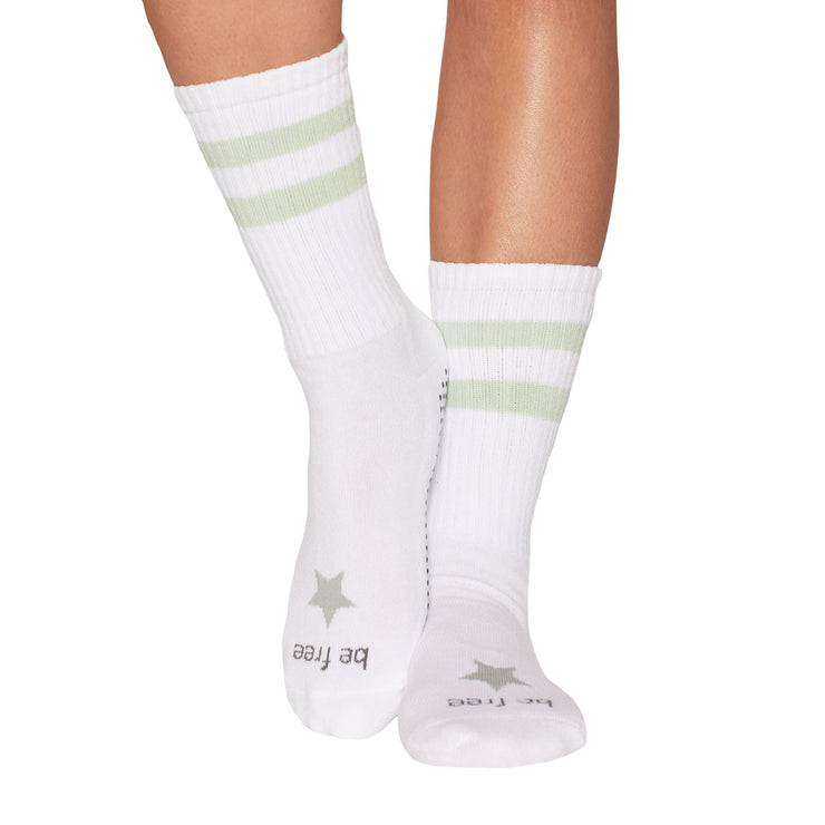 Crew Be Free Grip Socks (White/Honeydew)