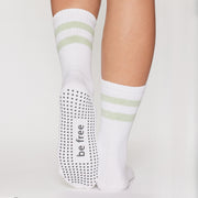 Crew Be Free Grip Socks (White/Honeydew)