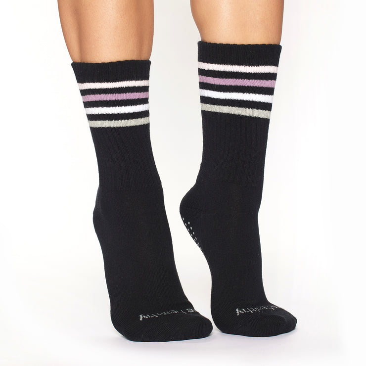 Crew Be Healthy Grip Socks (Black/Baby Pink)