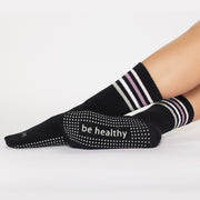 Crew Be Healthy Grip Socks (Black/Baby Pink)