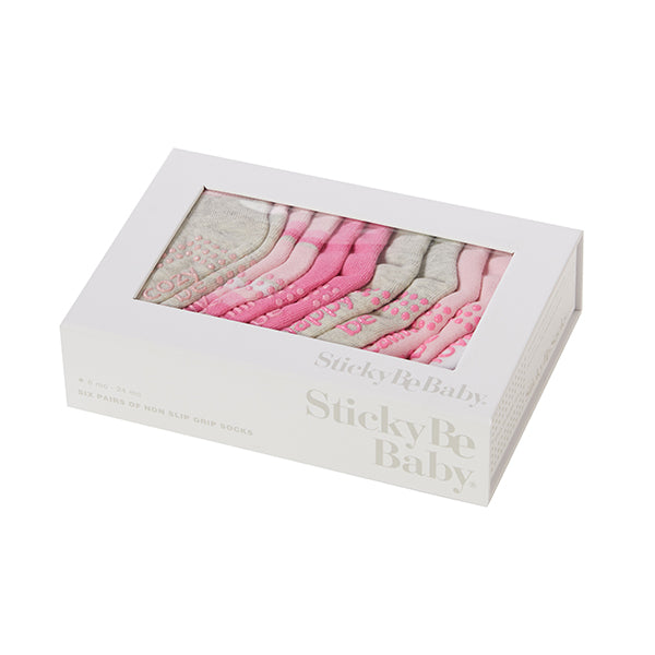 baby girl box 6 pack hazel, sticky be socks, best grip socks, best grippy socks, best yoga socks, best pilates socks