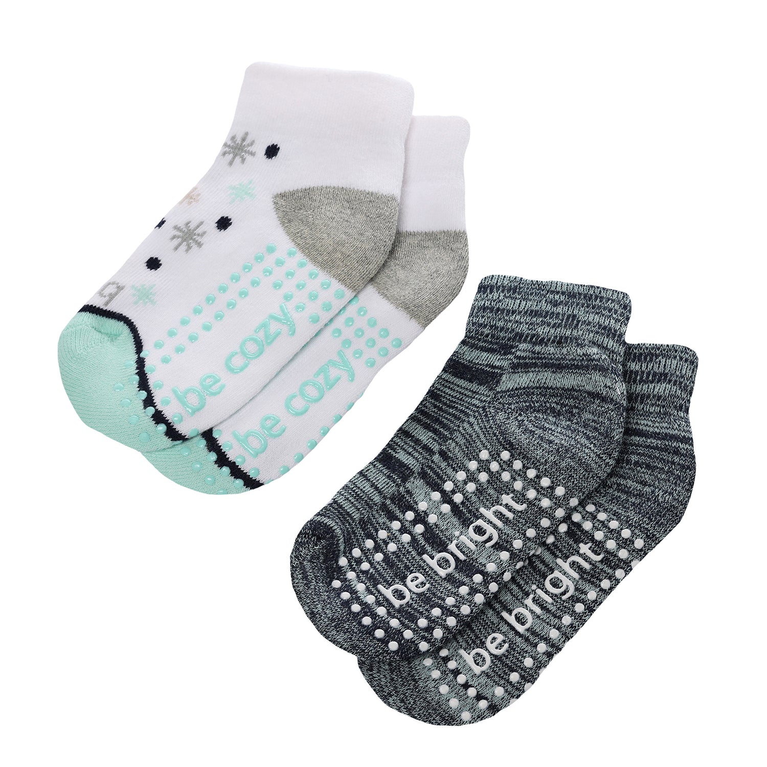 Kids Winter 2 Pack Grip Socks 2T-4T (Snowflake)