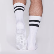 Mens Crew Be Chill Grip Socks (White/Charcoal)