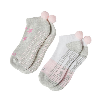 girls 2 pack pom pom grip socks 4t-6t penelope, sticky be socks, best grip socks, best grippy socks, best yoga socks, best pilates socks